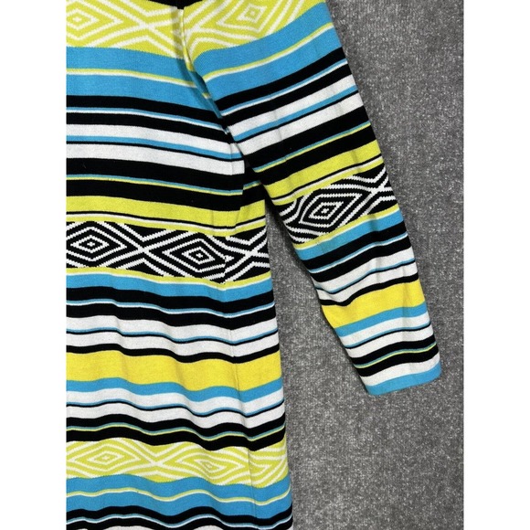 Relativity Striped Diamond Long Sleeve‎ Open Front Duster Sweater Womens Medium - Picture 12 of 16